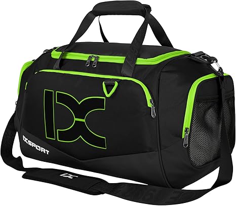 Sports Gym Bag¥_ëINOXTO Travel Duffel Bag with Dry Wet Pocket And Shoe CompartmentFor Women and Men¥_ë40L/55L Fitness Waterproof Weekender Bag For Swim Sports Travel Working Out (Black green, 40L)