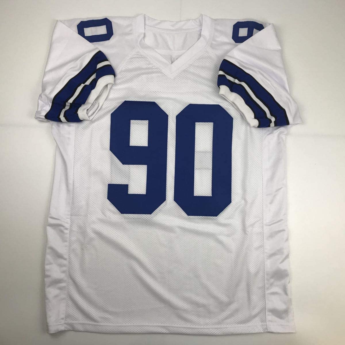 Autographed/Signed Demarcus Lawrence Dallas White Football Jersey JSA COA