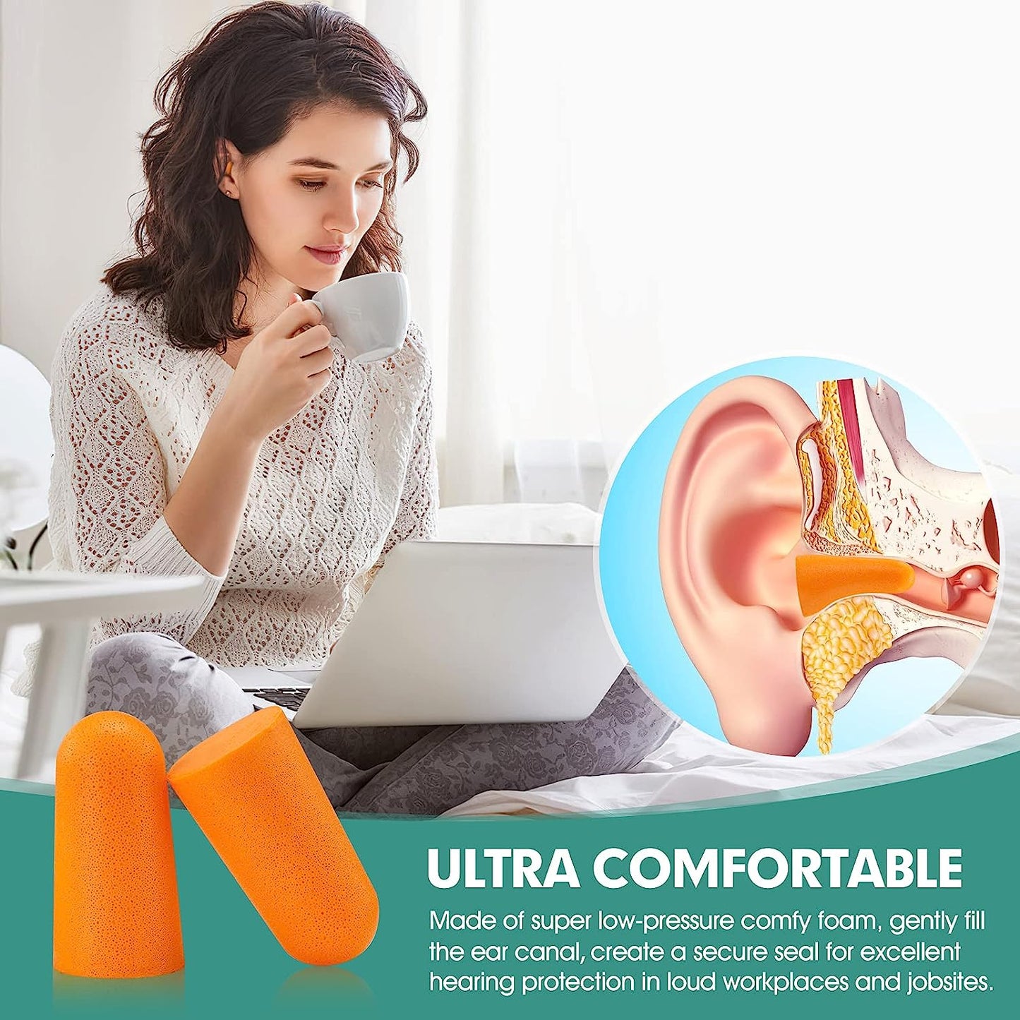 50 Pairs Earplugs for Noise Canceling Ear Plugs for Sleep Work Snoring Sound Canceling Blocking Construction Loud Noise Reducing Soft Foam Earplugs