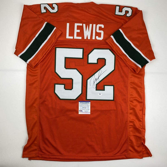 Autographed/Signed Ray Lewis Miami Orange College Football Jersey PSA/DNA COA