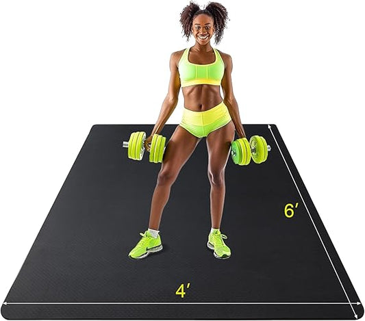 4ft x 6ft x 7mm Large Gym Flooring for Home Gym, Rubber Gym Matt for Home Gym, Workout Exercise Floor Mats for Home Gym, Gym Mats for Garage Floor, Large Yoga Mat, Perfect for Jump Rope, Stretch, Fitness.