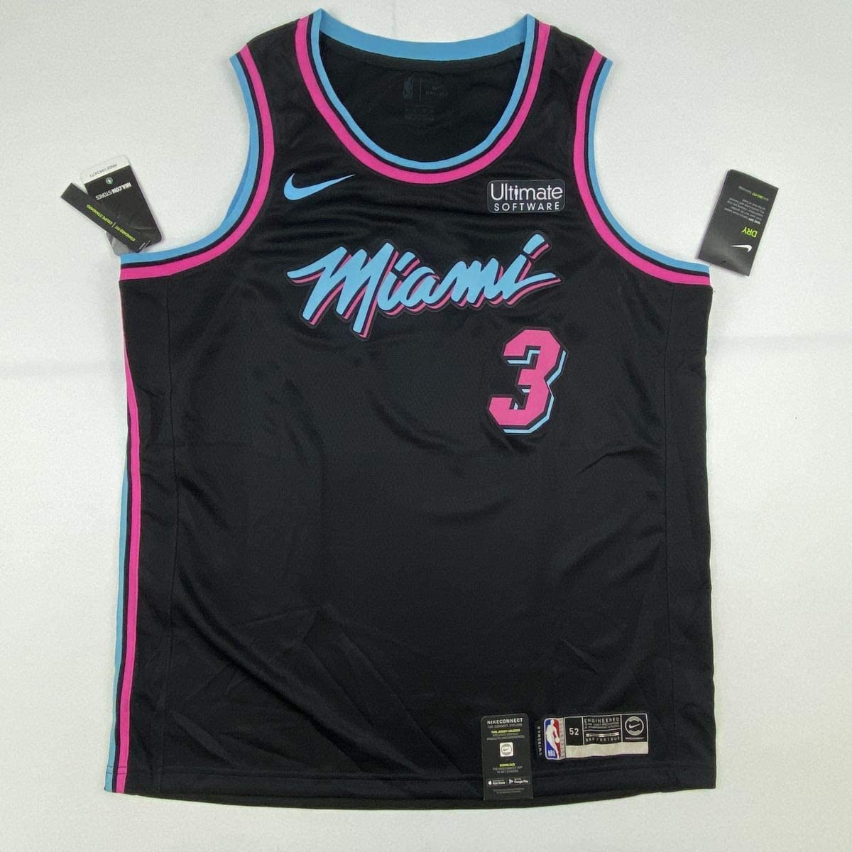 Autographed/Signed Dwyane Wade Miami Heat Black Vice City Basketball Jersey Fanatics COA