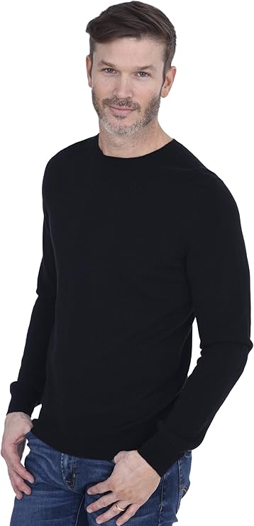 Cashmeren Men's Basic Crewneck Sweater 100% Pure Cashmere Long Sleeve Round Neck Pullover