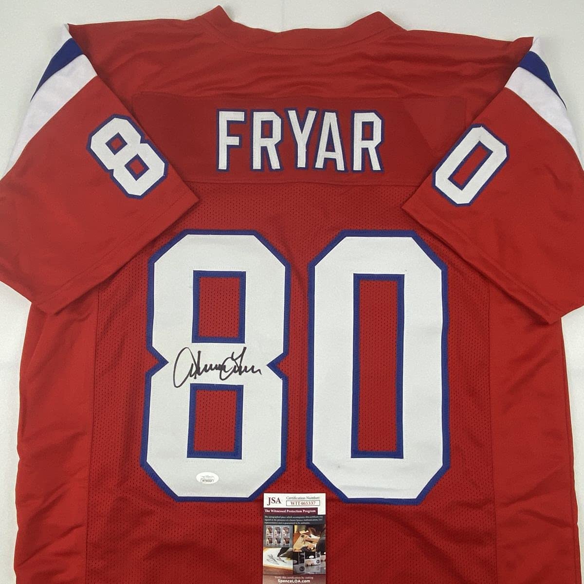 Autographed/Signed Irving Fryar New England Red Football Jersey JSA COA