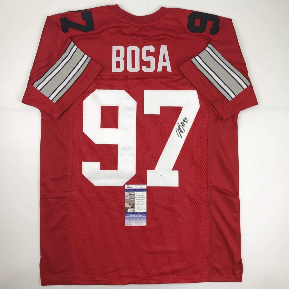 Autographed/Signed Joey Bosa Ohio State Red College Football Jersey JSA COA