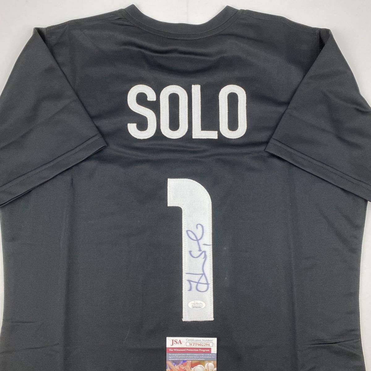 Autographed/Signed Hope Solo Black Soccer Team USA World Cup Jersey JSA COA