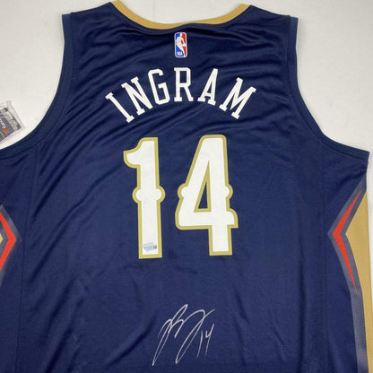 Autographed/Signed Brandon Ingram New Orleans Blue Basketball Jersey Fanatics COA