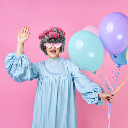 7 Pieces Old Lady Costume Set, Grandmother Wig with Hair Rollers, Halloween KIDS