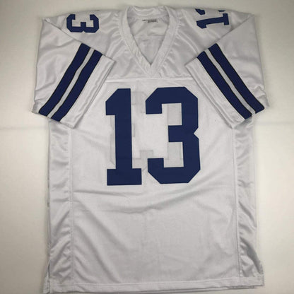 Autographed/Signed Michael Gallup Dallas White Football Jersey Beckett BAS COA