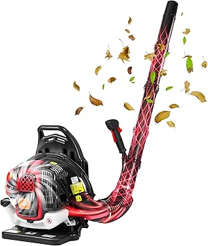 65-cc 2-Cycle Gas Leaf Blower with 850CFM 230MPH 1.8L Large Fuel Tank, Powerful Gas Powered Backpack Leaf Blower for Lawn Care Yard Snow Removal