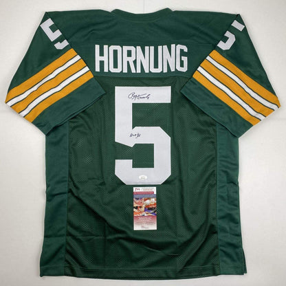 Autographed/Signed Paul Hornung HOF 86 Green Bay Green Football Jersey JSA COA