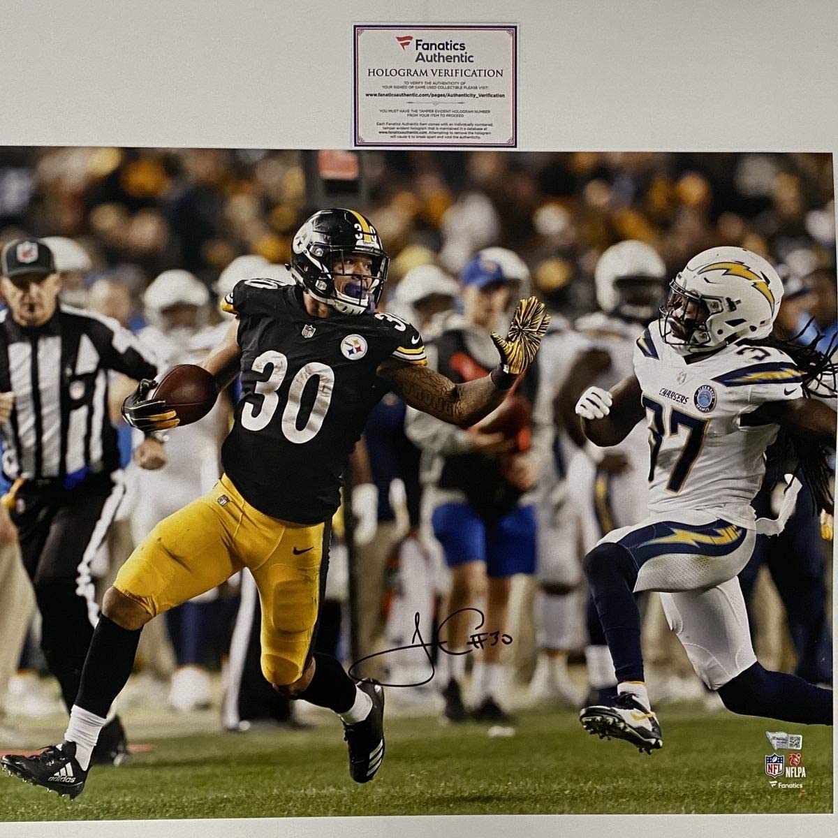 Autographed/Signed James Conner Pittsburgh Steelers 16x20 Football Photo Fanatics COA