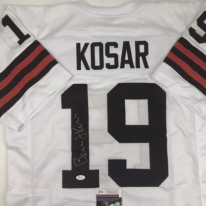 Autographed/Signed Bernie Kosar Cleveland White Football Jersey JSA COA