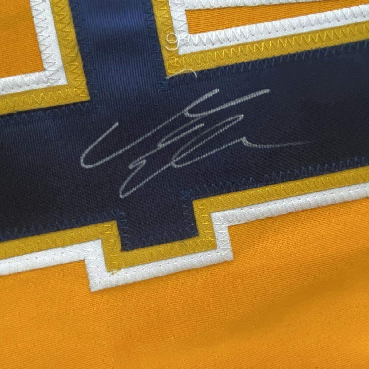 Framed Autographed/Signed Mattias Ekholm 35x39 Nashville Yellow Hockey Jersey PSA/DNA COA