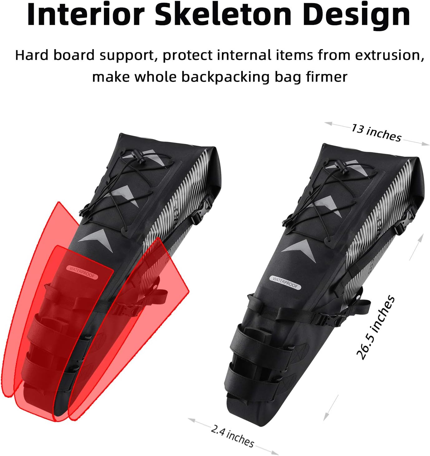 ROCKBROS Waterproof Bikepacking Saddle Bag 14L Adjustable Capacity Easy Install