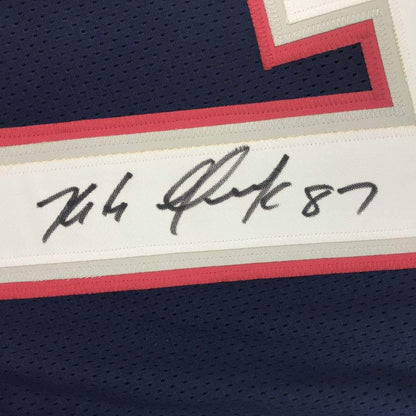 Autographed/Signed Rob Gronkowski New England Blue Color Rush Football Jersey Beckett BAS COA