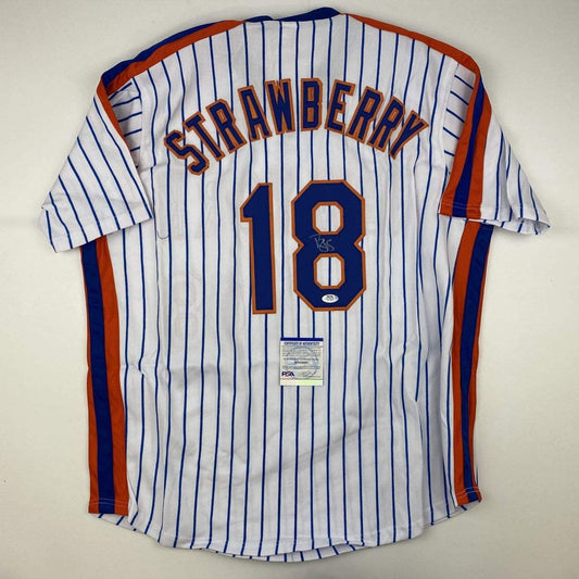 Autographed/Signed Darryl Strawberry New York Pinstripe Baseball Jersey PSA/DNA COA
