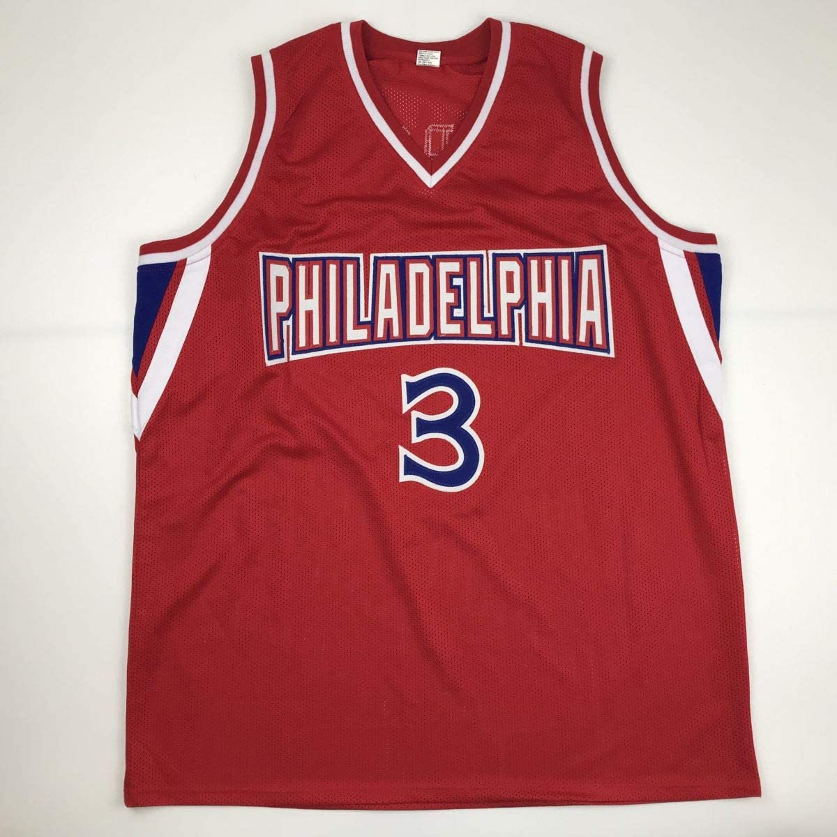 Autographed/Signed Allen Iverson Philadelphia Red Basketball Jersey Beckett BAS COA
