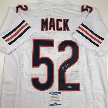 Autographed/Signed Khalil Mack Chicago White Football Jersey Beckett BAS COA