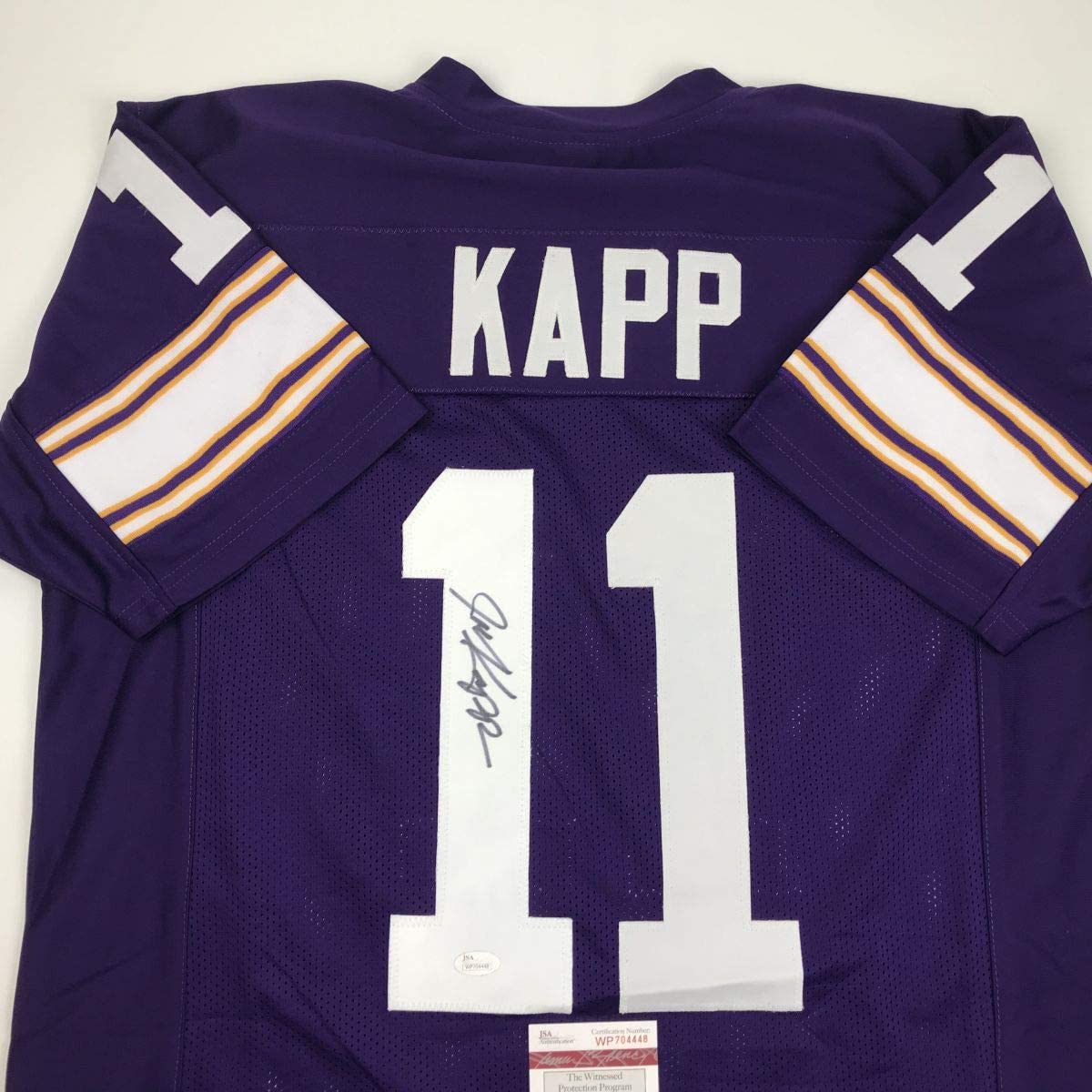 Autographed/Signed Joe Kapp Minnesota Purple Football Jersey JSA COA