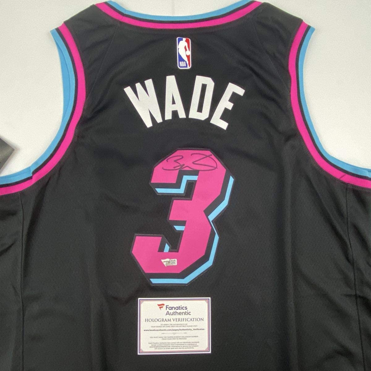 Autographed/Signed Dwyane Wade Miami Heat Black Vice City Basketball Jersey Fanatics COA