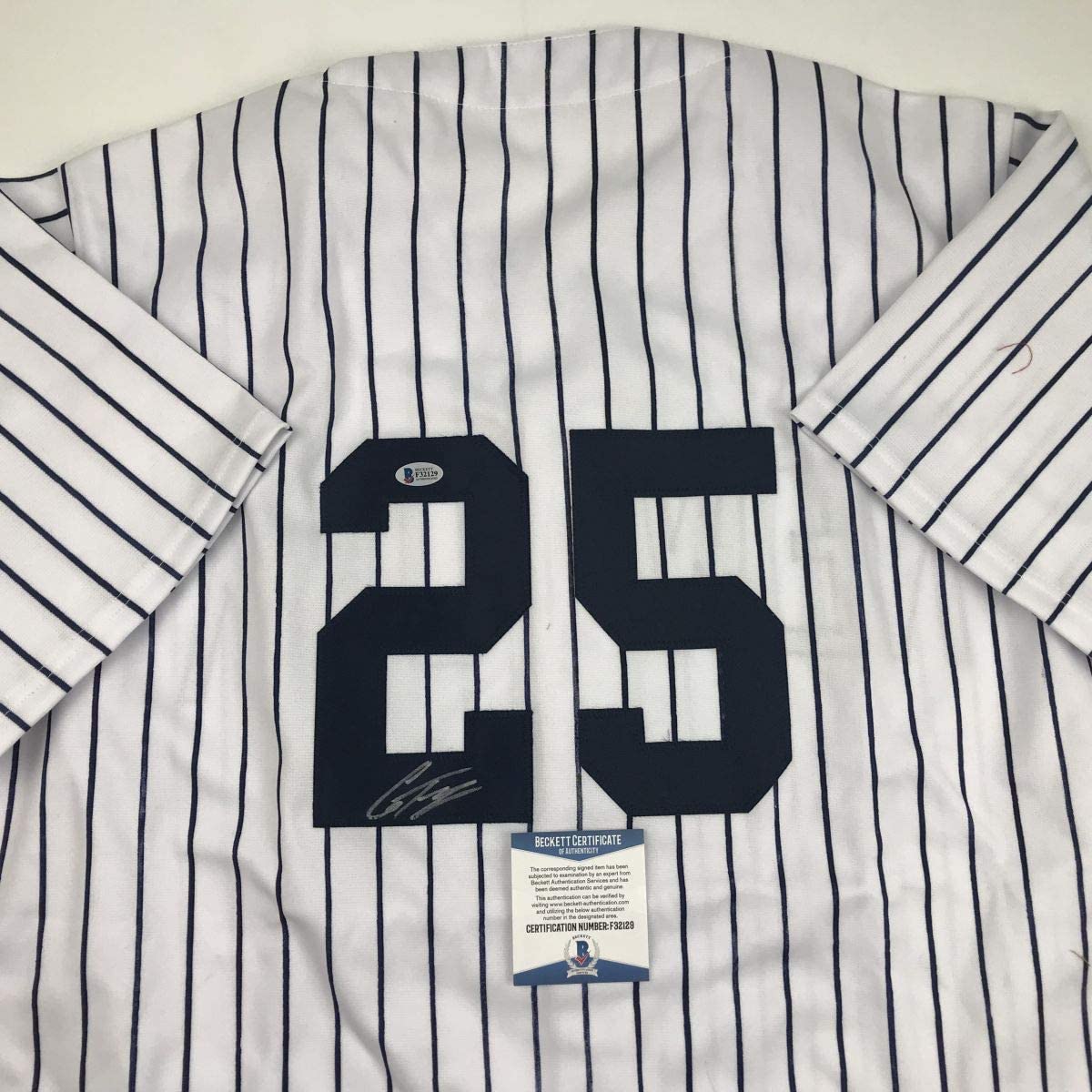 Autographed/Signed Gleyber Torres #25 New York Pinstripe Custom Baseball Jersey Beckett BAS COA
