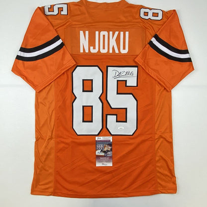Autographed/Signed David Njoku Cleveland Football Orange Jersey JSA COA