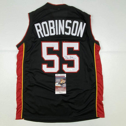 Autographed/Signed Duncan Robinson Miami Black Basketball Jersey JSA COA
