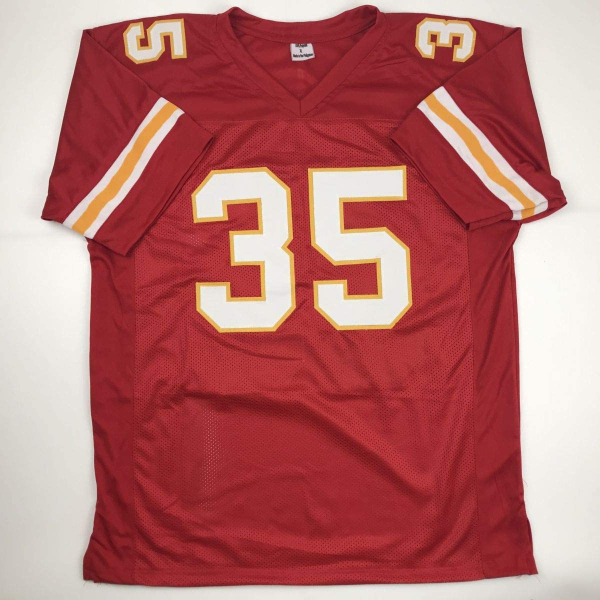 Autographed/Signed Christian Okoye Nigerian Nightmare Kansas City Red Football Jersey PSA/DNA COA