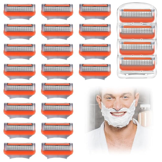 24Pcs Fusion 5 Razor Blades Refills, Razor Blades for Men, Shaving Refills for Fusion 5 with 5-Layer Precision Cut Stainless Steel Blade