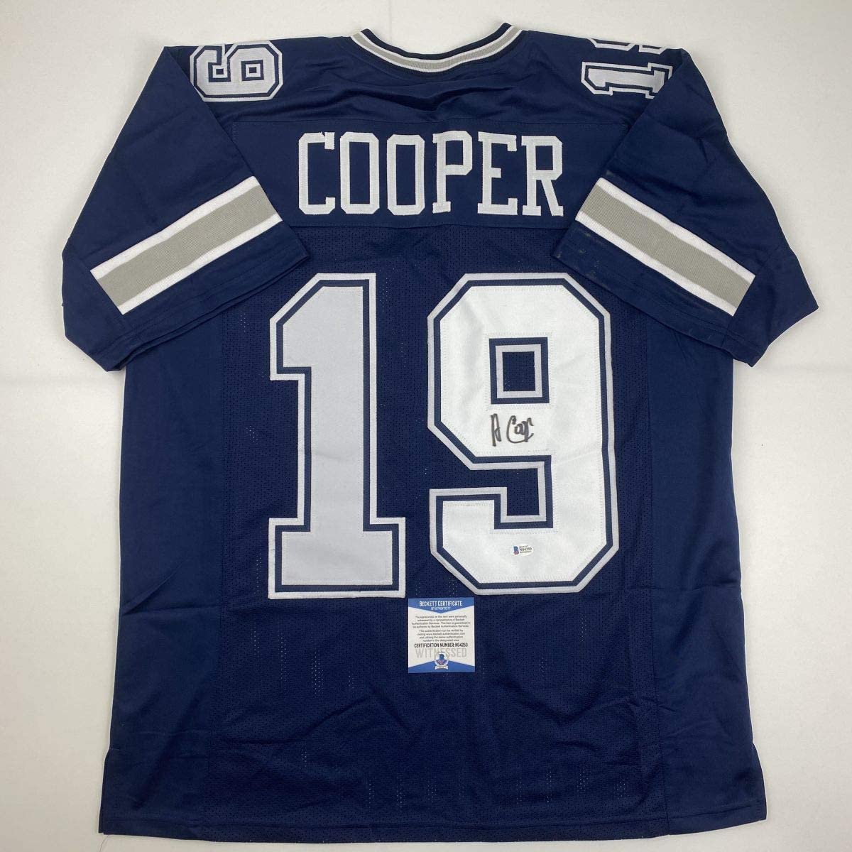 Autographed/Signed Amari Cooper Dallas Dark Blue Football Jersey Beckett BAS COA