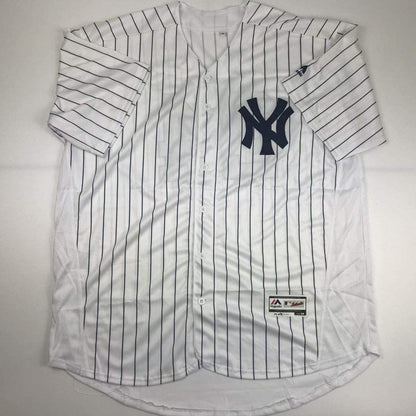 Autographed/Signed Gary Sanchez New York Pinstripe Baseball Jersey Beckett BAS COA