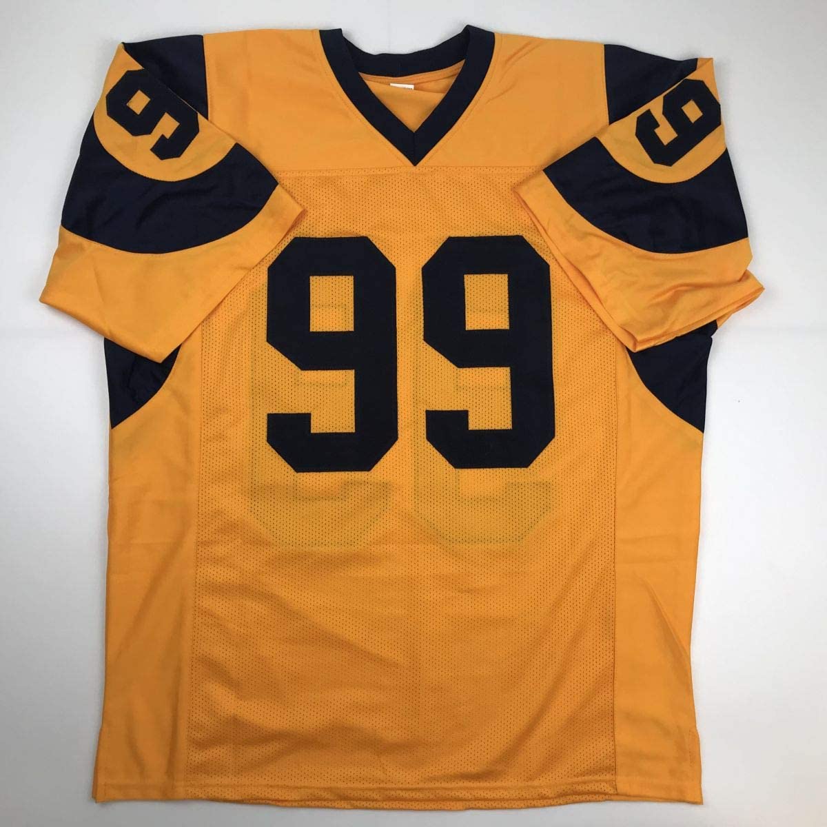 Autographed/Signed Aaron Donald Los Angeles LA Yellow Color Rush Football Jersey PSA/DNA COA