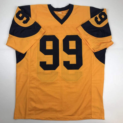 Autographed/Signed Aaron Donald Los Angeles LA Yellow Color Rush Football Jersey PSA/DNA COA