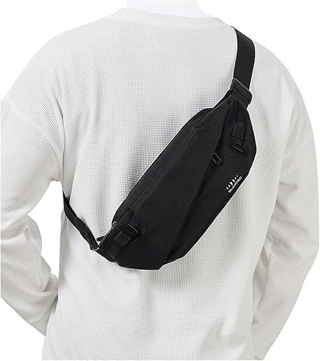 Fanny Pack for Mens Crossbody Bag, Sling Bag for Women Waist Packs Anti Theft Shoulder Bag with Adjustable Strap Casual Daypack for Running Sports Hiking Cycling Travel Walking - Black