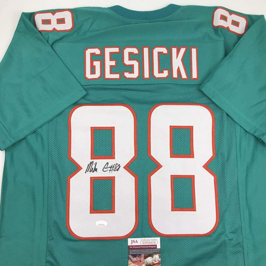 Autographed/Signed Mike Gesicki Miami Teal Football Jersey JSA COA