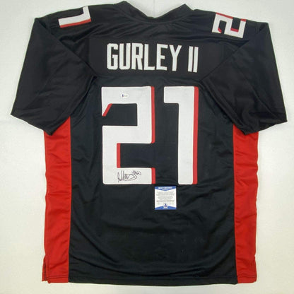 Autographed/Signed Todd Gurley II Atlanta Black Football Jersey Beckett BAS COA