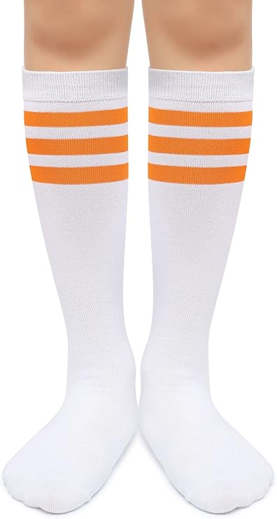 Henwarry Kids Toddler Soccer Socks Classical Stripes Cotton Soft Over the Calf Tube Socks for Boys Girls