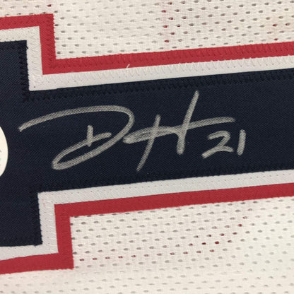 Autographed/Signed Duron Harmon New England White Football Jersey JSA COA