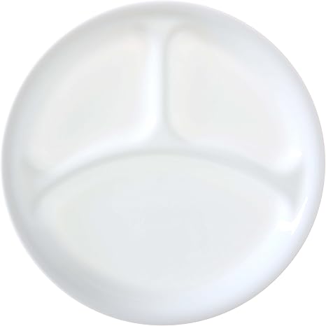 Corelle Winter Frost White 26cm Divided Dinner Plate, Pack of 6