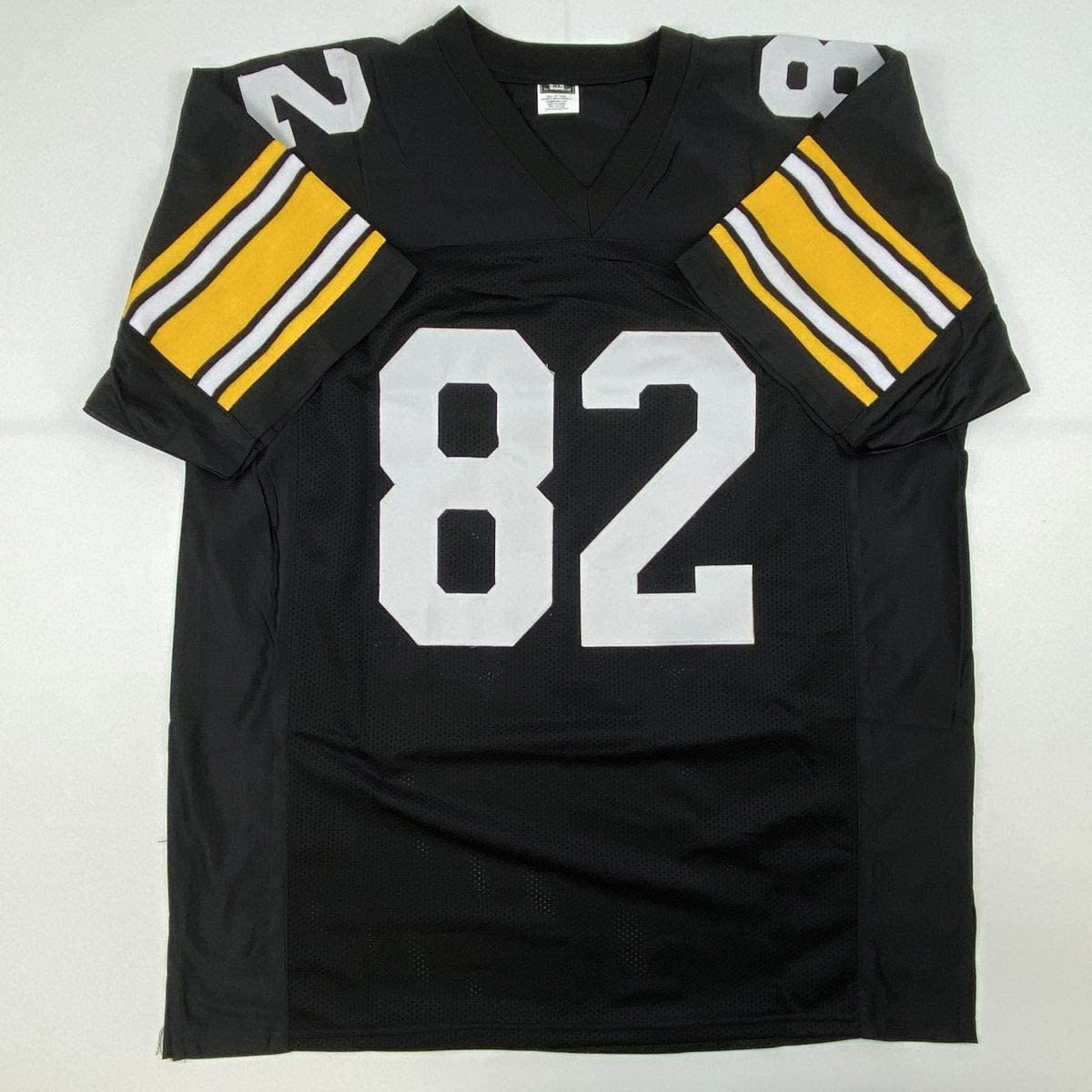 Autographed/Signed John Stallworth HOF 02 Pittsburgh Black Football Jersey JSA COA