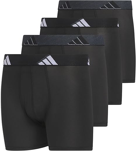 adidas Boys' Athletic Fit Microfiber Boxer Brief Underwear Designed for Active Sport and All Day Comfort (4 Pack)