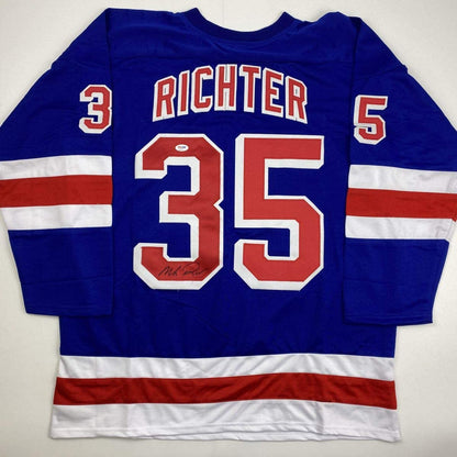 Autographed/Signed Mike Richter New York Blue Hockey Jersey PSA/DNA COA