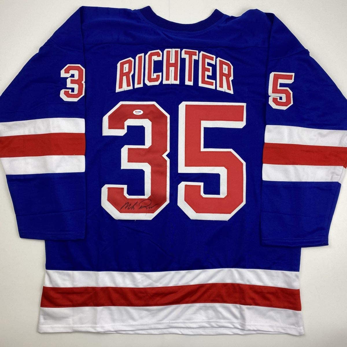 Autographed/Signed Mike Richter New York Blue Hockey Jersey PSA/DNA COA