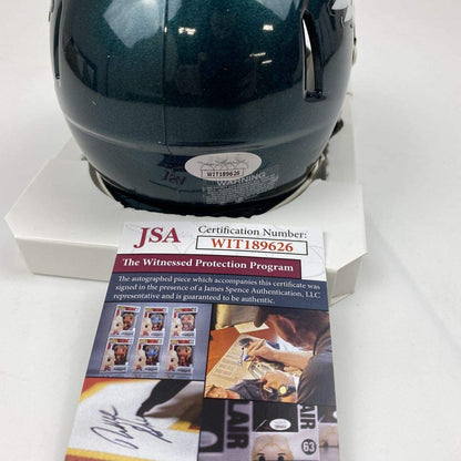 Autographed/Signed Brian Dawkins Philadelphia Eagles Mini Football Helmet JSA COA