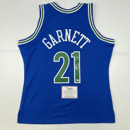 Autographed/Signed Kevin Garnett Minnesota Timberwolves Blue Authentic Mitchell & Ness Basketball Jersey Fanatics COA