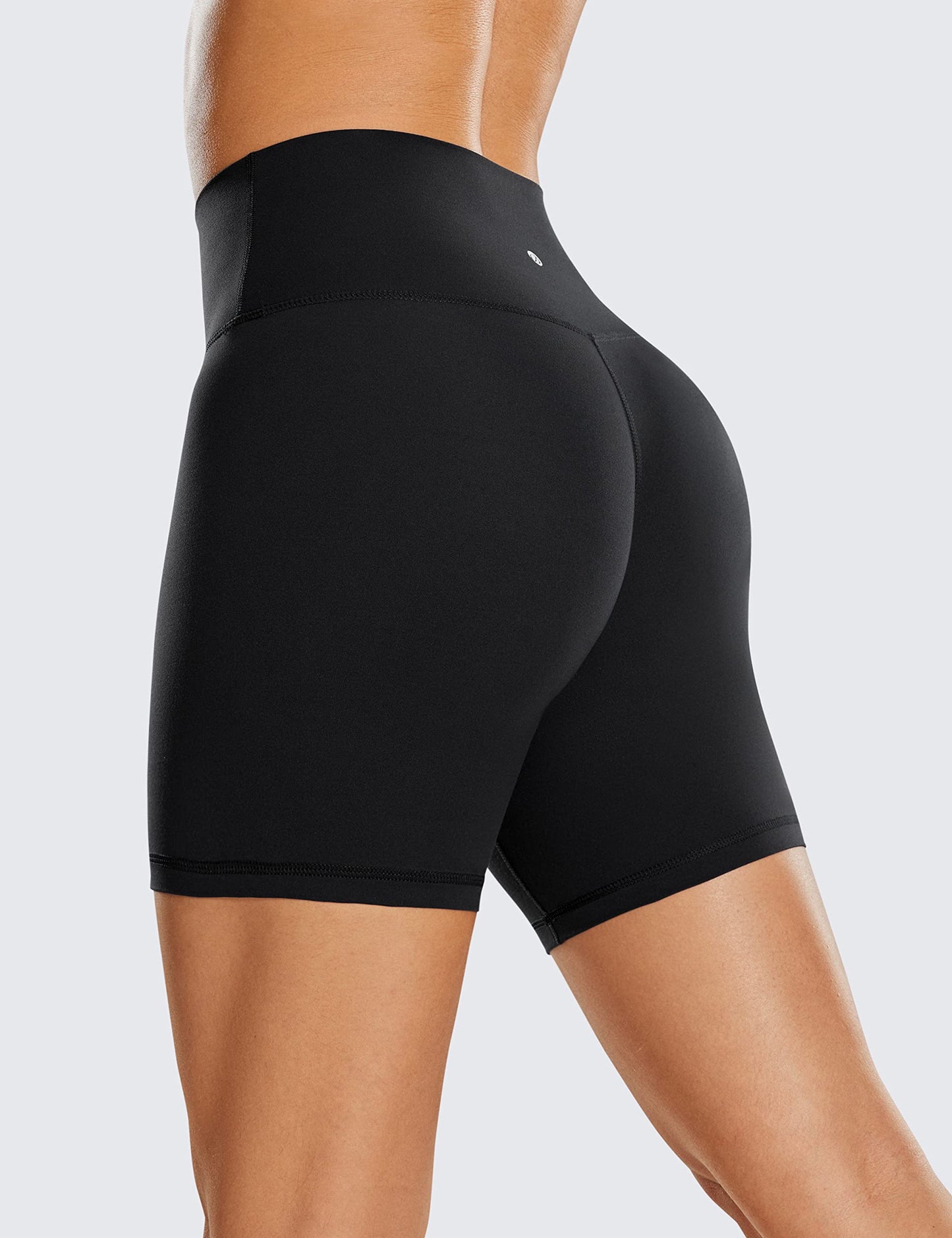 CRZ YOGA Womens ButterLuxe Biker Shorts 6 Inches - High Waisted Workout Running Volleyball Athletic Spandex Yoga Shorts Black Medium