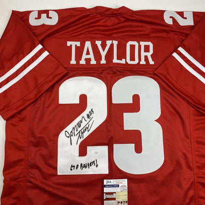 Autographed/Signed Jonathan Taylor Inscribed Wisconsin Red College Football Jersey JSA COA