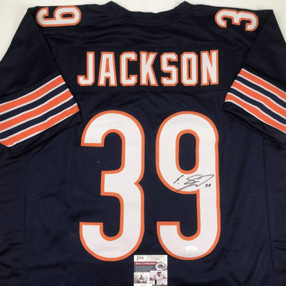 Autographed/Signed Eddie Jackson Chicago Blue Football Jersey JSA COA