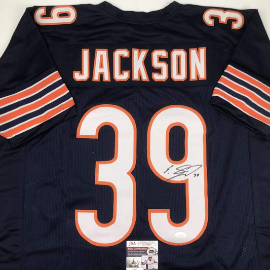 Autographed/Signed Eddie Jackson Chicago Blue Football Jersey JSA COA